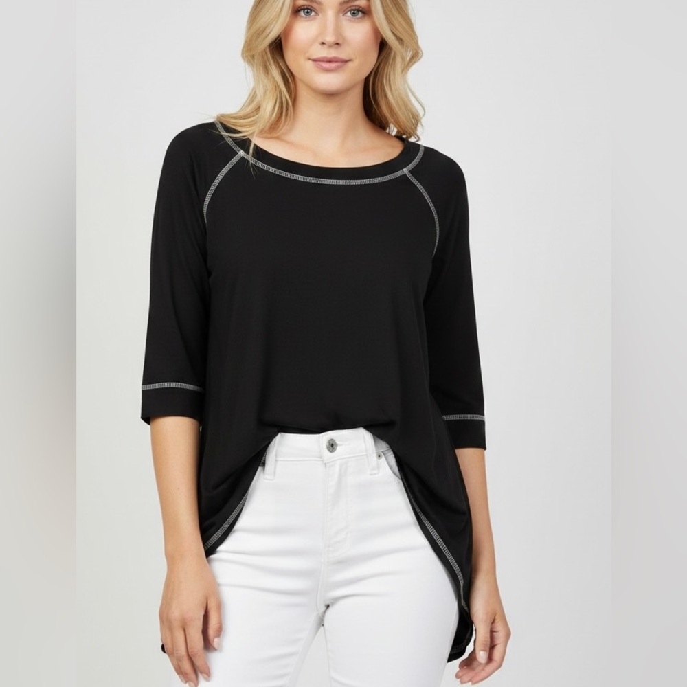 Lior Paris Black 3/4 Sleeve Tunic Top